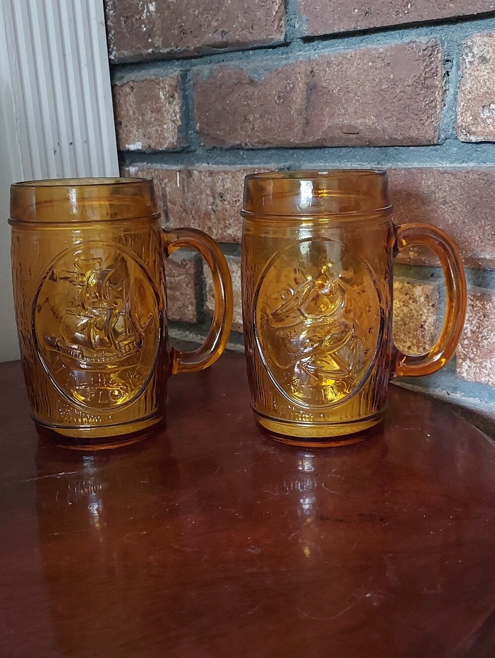 Amber Stein Mug Clipper Ship Whaling Sailing Mayflower Plymouth Rock America